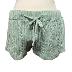 Forever 21 X Pantone Knit Shorts Women's Medium Mint‎ Green Aqua Cable Knit